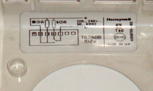 Photo of connection diagram inside Honeywell T6360